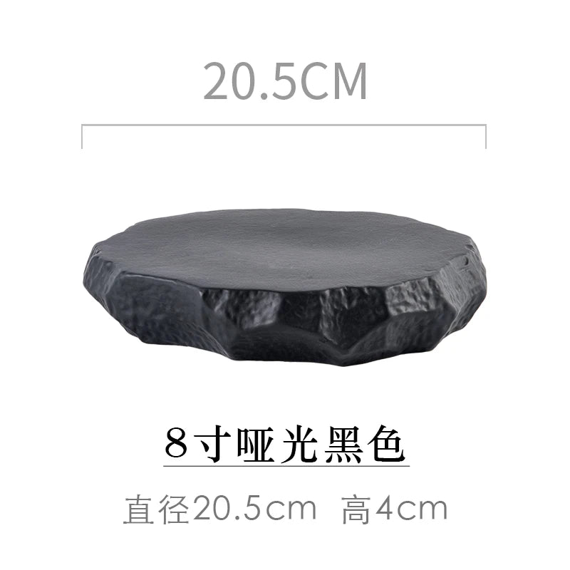 Creative Stone Pattern Ceramic Plate Dishes Western Food Steak Plate Dessert Plate Black and White Gold Special-shaped Tableware